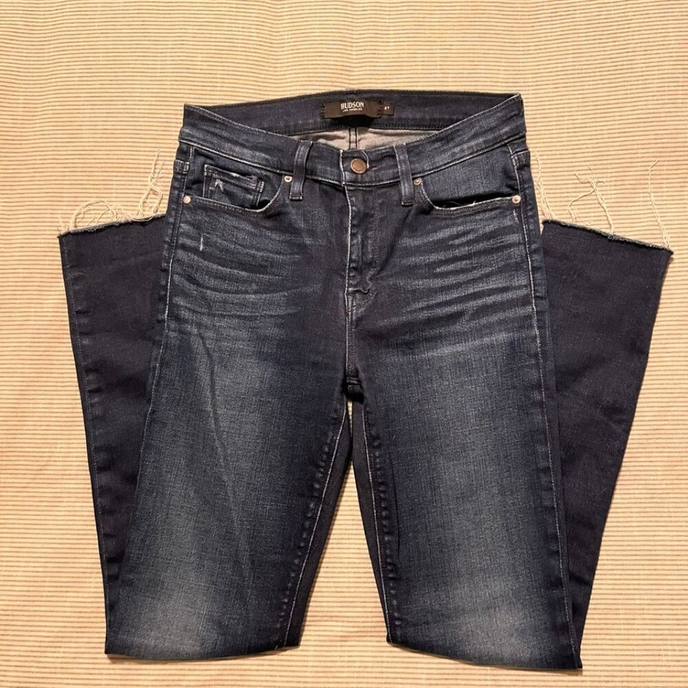 Hudson | Nico Super Skinny Jeans | Size 27 | Dark Wash Cropped Raw Hem